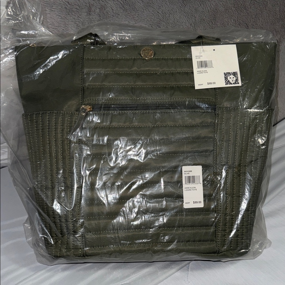 Anne Klein Olive Green Quilted Tote